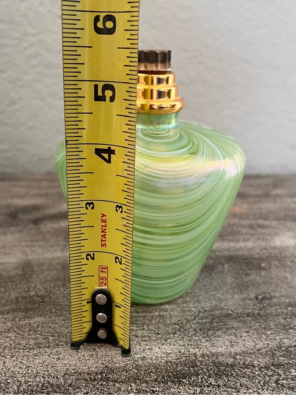 Vintage Iridescent Green Art Glass Effusion Fragrance Lamp Diffuser Hand Blown
